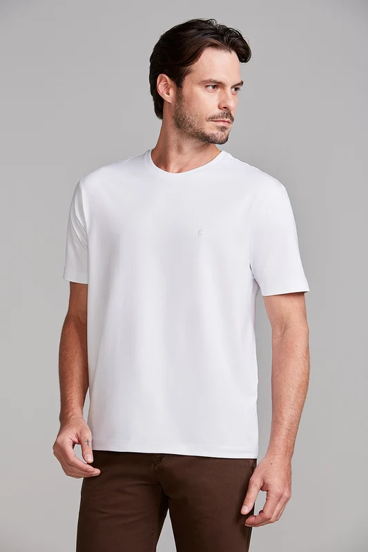 Camiseta Básica Malha Premium Comfort - Branco P