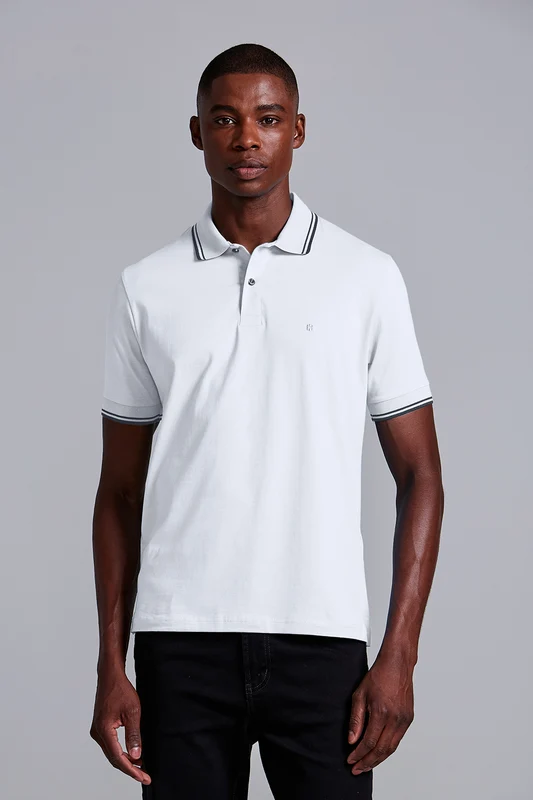 Camisa Polo Básica Malha Premium Comfort - Branco PP