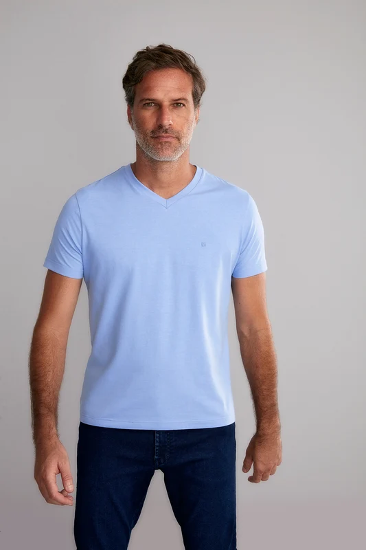 Camiseta Básica Malha Premium Slim Fit - Azul G