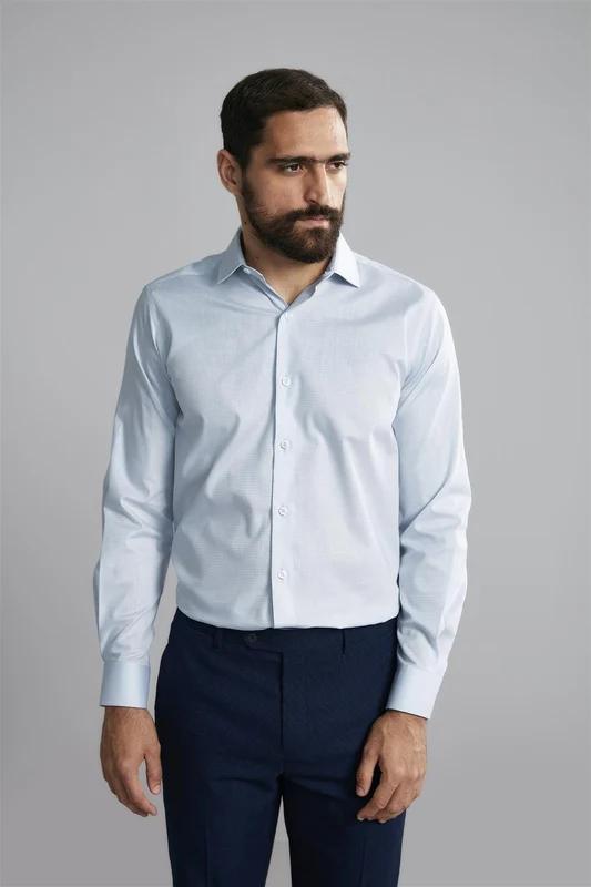 Camisa Social Lisa Comfort - Azul Bebe 44