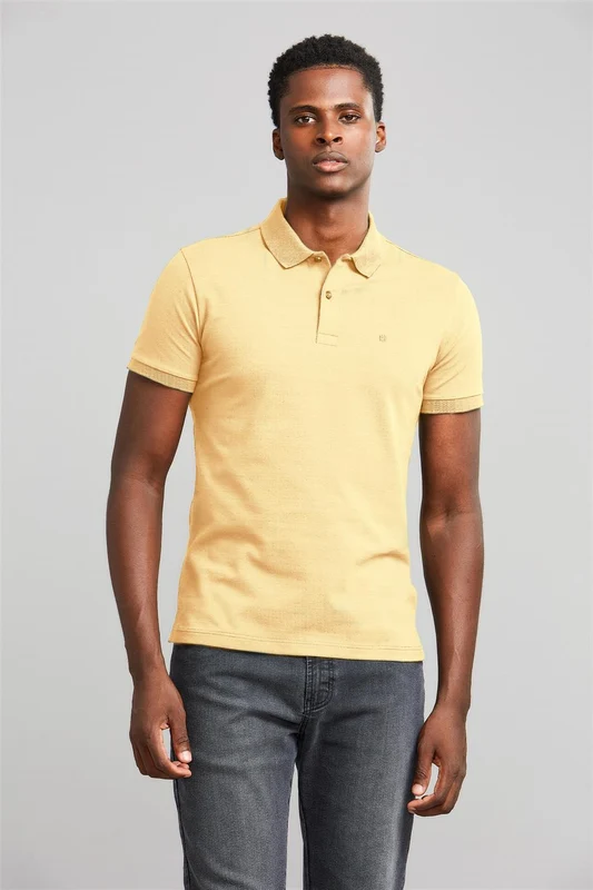 Camisa Polo Básica Malha Premium Slim Fit - Amarelo SXGG