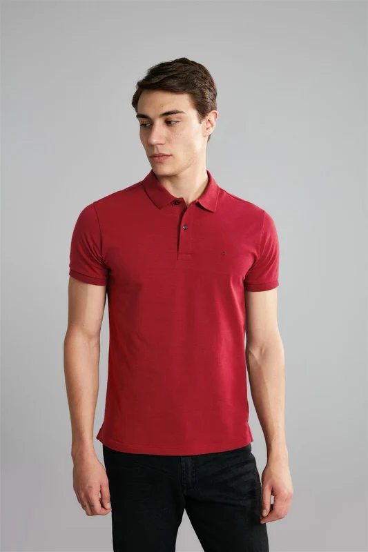 Camisa Polo Básica Malha Premium Slim Fit - Vermelho GG