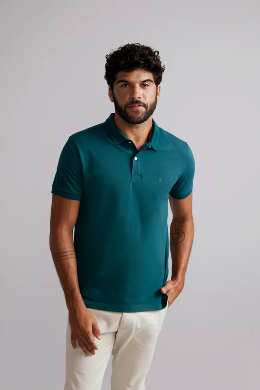 Camisa Polo Básica Piquet Premium Slim Fit - Verde GG