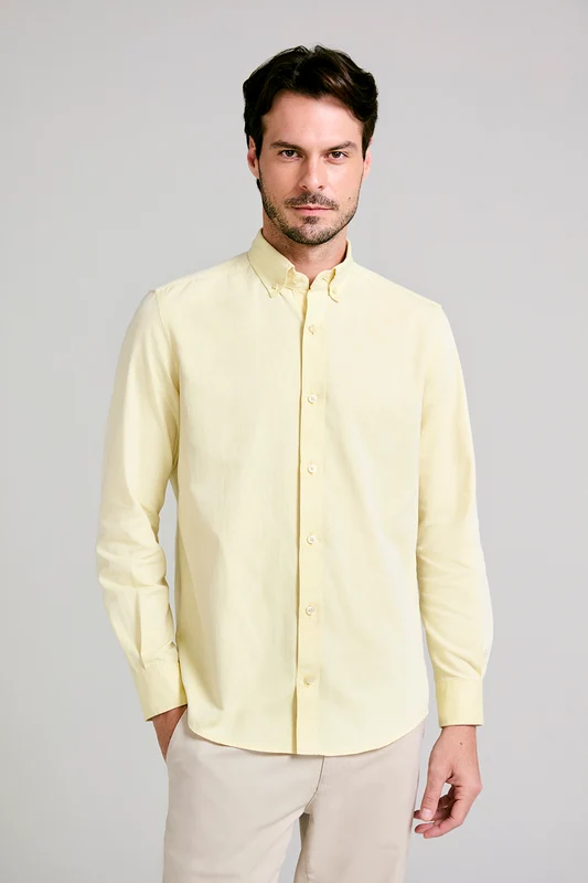 Camisa Lisa Oxford Slim Fit - Amarelo 6