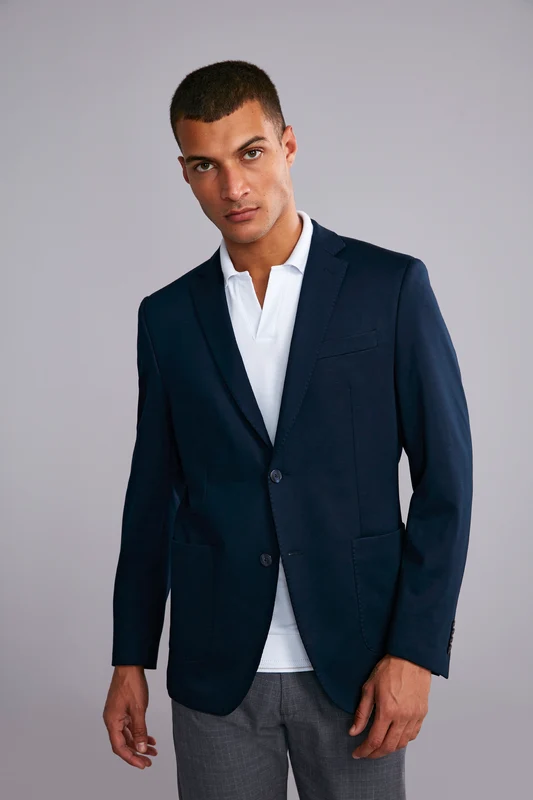 Blazer Slim Fit PV Liso - Azul Marinho 56M
