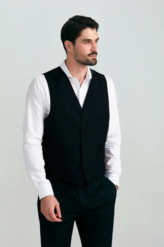Colete Alfaiataria Slim Fit PV Liso - Preto 54M