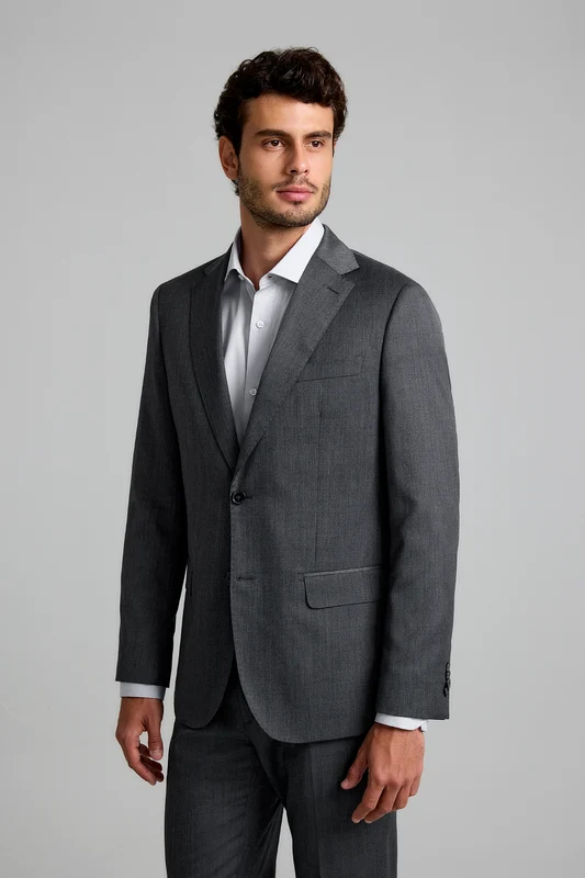 Terno Slim Fit Polilã Premium Liso - Cinza 54M