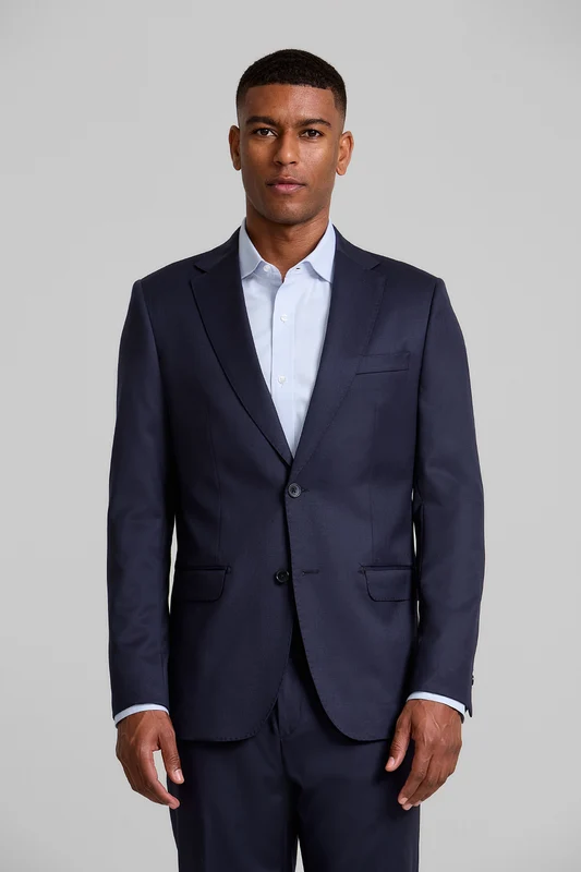 Terno Slim Fit Lã Super 120 Premium Liso - Azul Marinho 58M