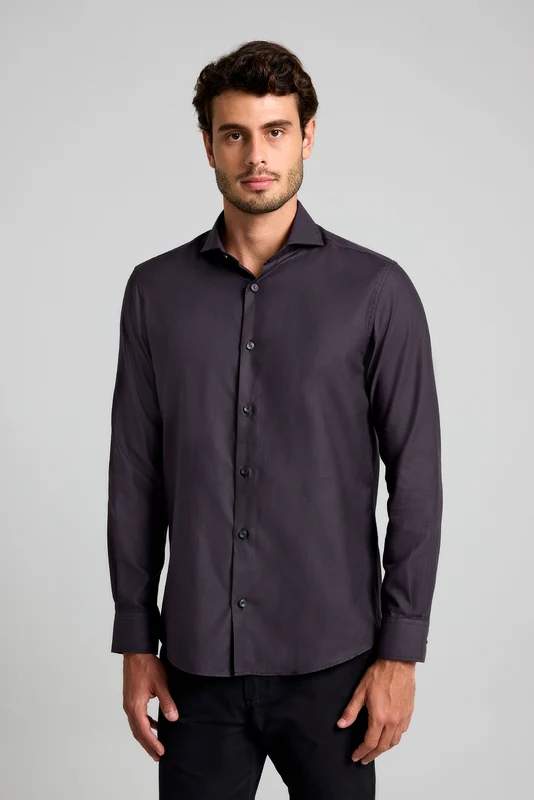 Camisa Lisa Slim fit - Cinza Chumbo 2