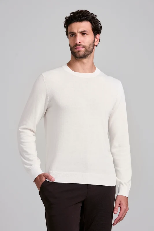 Tricot Liso Gola Careca - Off White GG