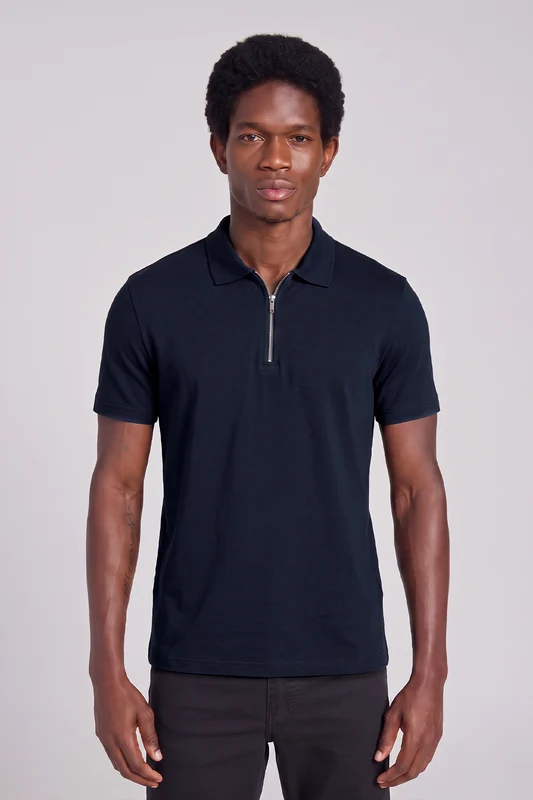Camisa Polo Premium Slim Fit - Azul Noturno P