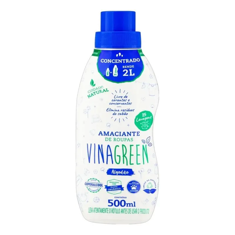 Amaciante Vinagreen Algodão Algodão Em Frasco 500 Ml