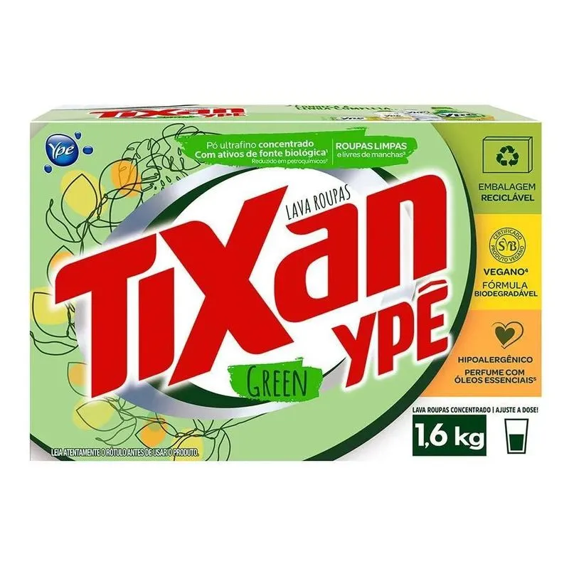 Sabão Em Pó Vegano Tixan Ypê Green 1,6kg