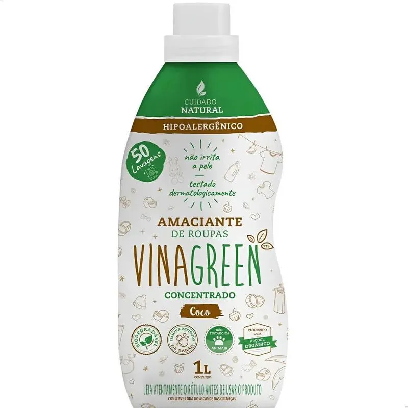 Amaciante Roupas Concentrado Vinagreen Hipoalergenico 1l