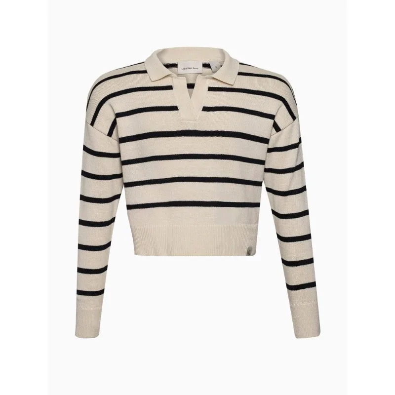 Tricot Menina Listrado Calvin Klein Jeans - Preto Tricot Menina Listrado Calvin Klein Jeans Preto 14