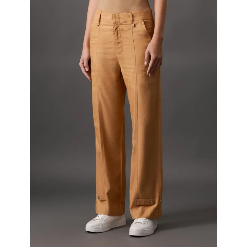 Calça Feminina Linho Misto Calvin Klein - Havana Calça Feminina Linho Misto Calvin Klein Havana 36