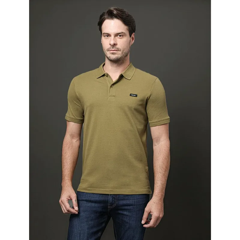 Polo Masculina Slim Piquet Calvin Klein - Oliva Polo Masculina Slim Piquet Calvin Klein Oliva Ggg