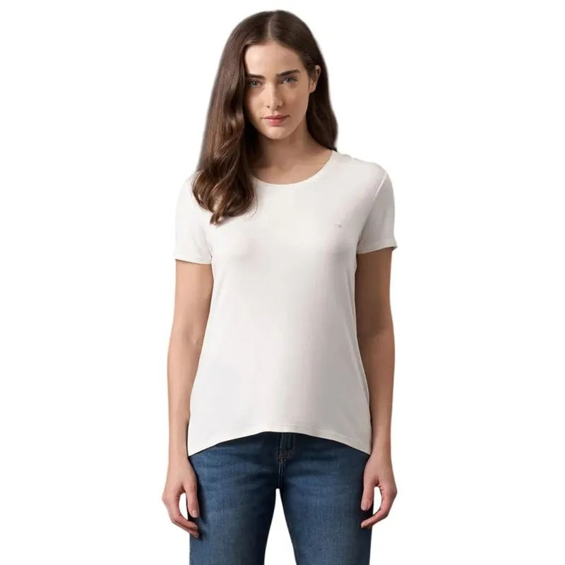 Camiseta Calvin Klein Básica Canoa Recortes Branca Feminina G / Branco