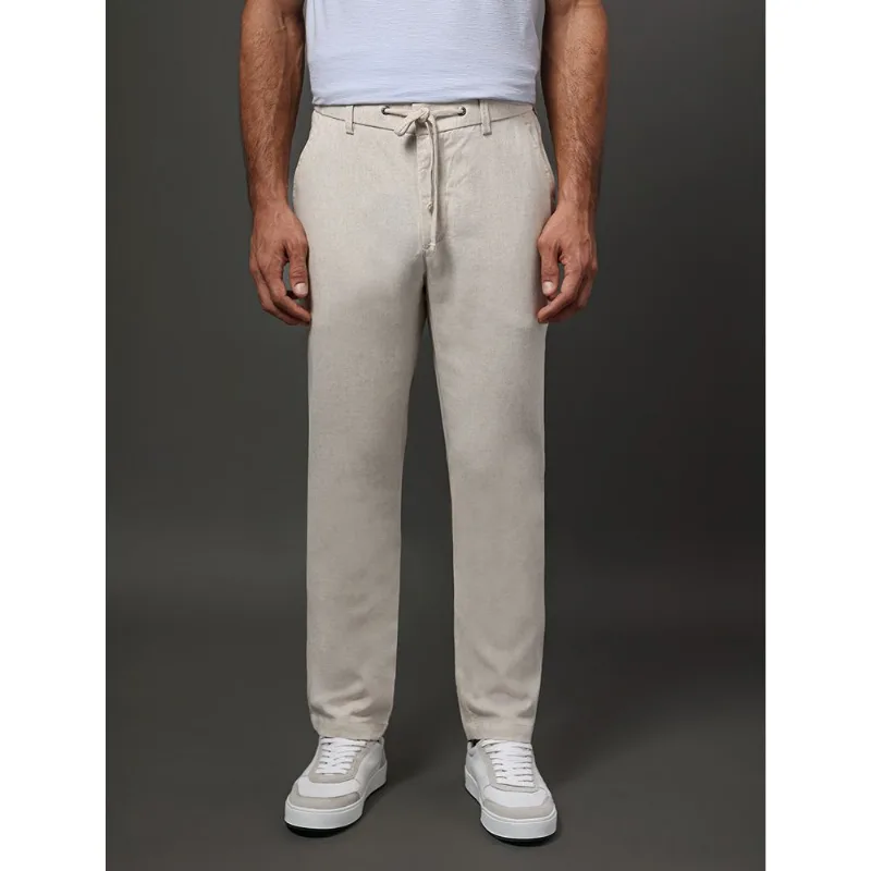 Calça Masculina Linen Calvin Klein Jeans - Off White Calça Masculina Linen Calvin Klein Jeans Off White 42