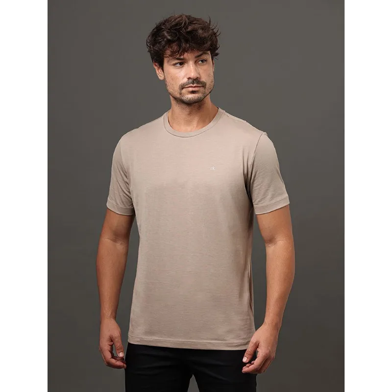 Camiseta Masculina Pima Calvin Klein - Caqui Medio Camiseta Masculina Pima Calvin Klein Caqui Medio m
