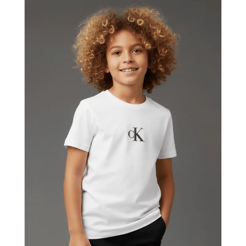 Camiseta Menino Rubber Patch Calvin Klein Jeans - Branco 2 Camiseta Menino Rubber Patch Calvin Klein Jeans Branco 2 8