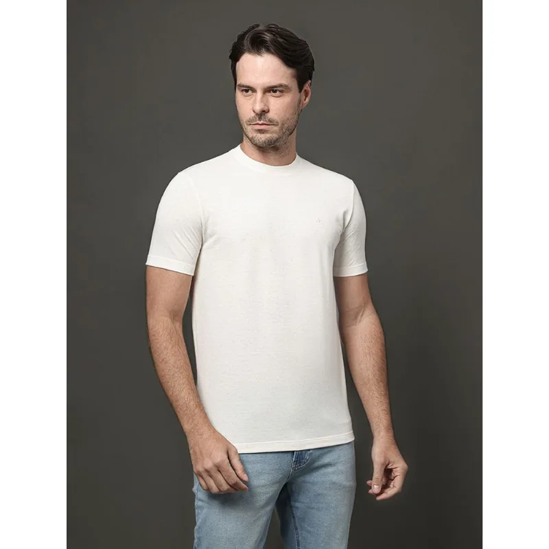 Camiseta Masculina Piquet Linho Calvin Klein - Off White Camiseta Masculina Piquet Linho Calvin Klein Off White Pp