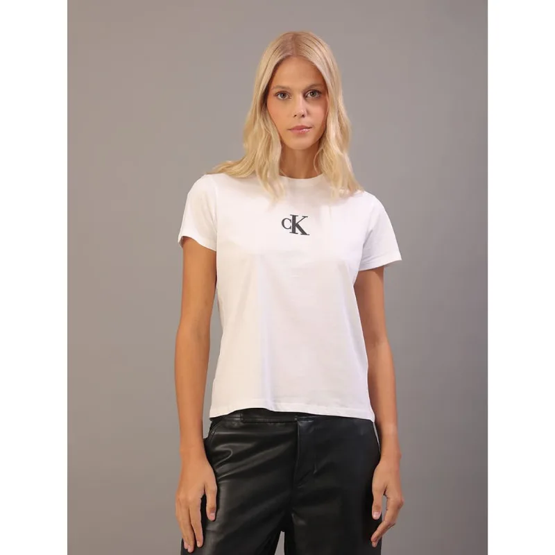 Camiseta Manga Curta Calvin Klein Jeans Rubber Patch - Branco 2 Camiseta Manga Curta Calvin Klein Jeans Rubber Patch Branco 2 m