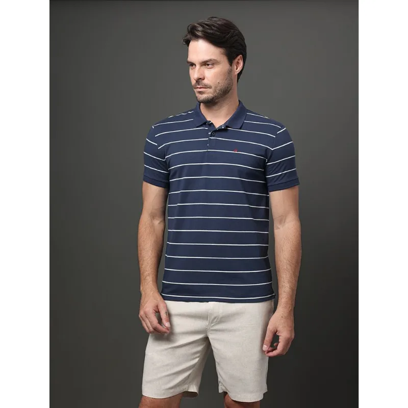 Polo Masculina Slim Cotton Listrado Calvin Klein - Marinho Polo Masculina Slim Cotton Listrado Calvin Klein Marinho Pp