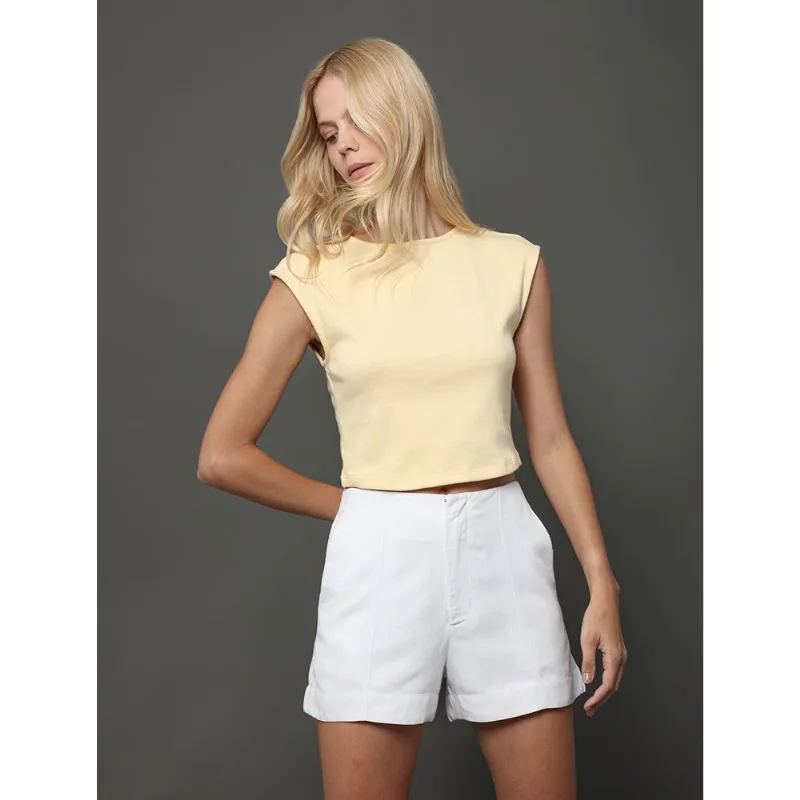 Blusa Feminina Ribana Tricot Calvin Klein Jeans - Amarelo Manteiga Blusa Feminina Ribana Tricot Calvin Klein Jeans Amarelo Manteiga Pp