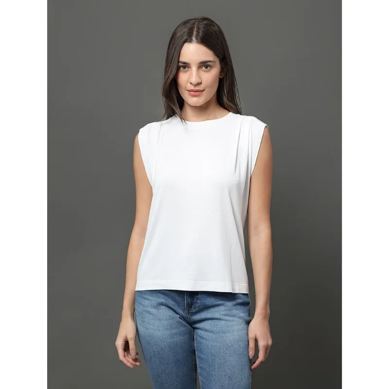 Regata Feminina Pregas Ombro Calvin Klein Jeans - Branco Regata Feminina Pregas Ombro Calvin Klein Jeans Branco g