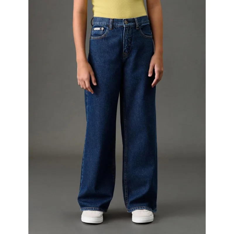 Calça Jeans Menina Wide Leg Calvin Klein Jeans - Marinho Calça Jeans Menina Wide Leg Calvin Klein Jeans Marinho 16
