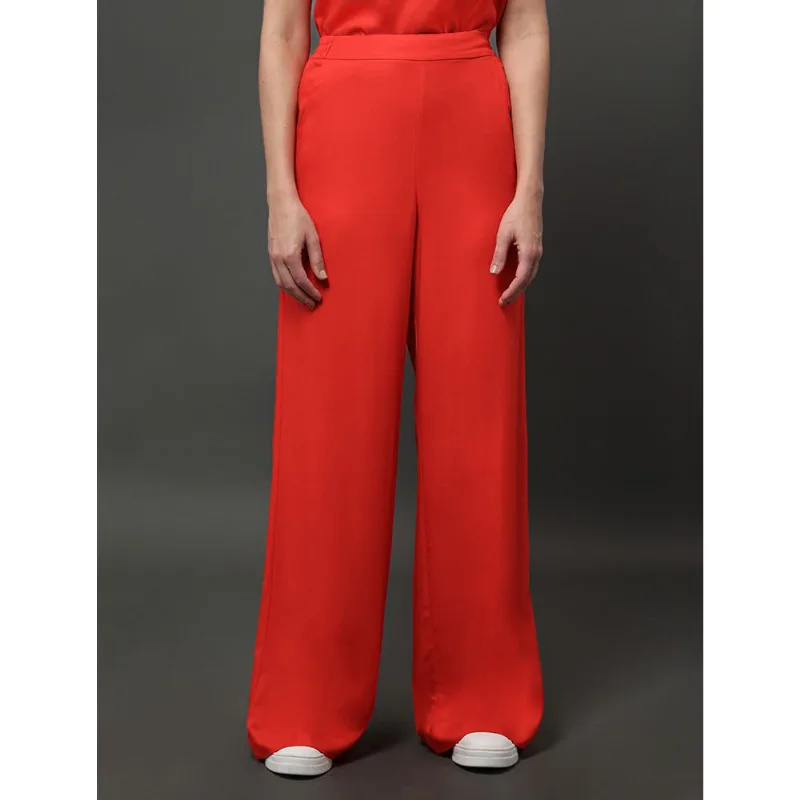 Calça Feminina Super Wide Leg Calvin Klein Jeans - Vermelho Calça Feminina Super Wide Leg Calvin Klein Jeans Vermelho 44