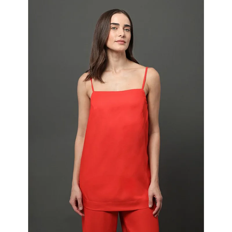 Top Feminino Alongado Calvin Klein Jeans - Vermelho Top Feminino Alongado Calvin Klein Jeans Vermelho 38