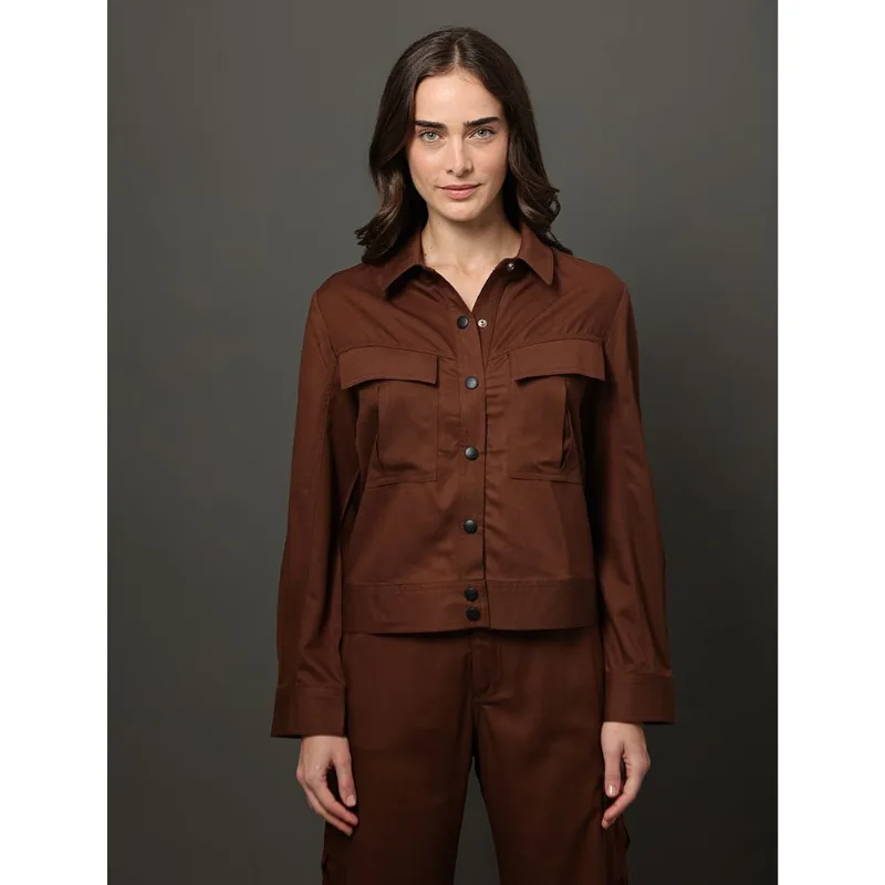 Jaqueta Feminina Meia Argola Calvin Klein Jeans - Marrom Jaqueta Feminina Meia Argola Calvin Klein Jeans Marrom 38