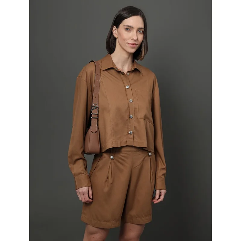 Camisa Feminina Nervura Calvin Klein Jeans - Havana Camisa Feminina Nervura Calvin Klein Jeans Havana 40