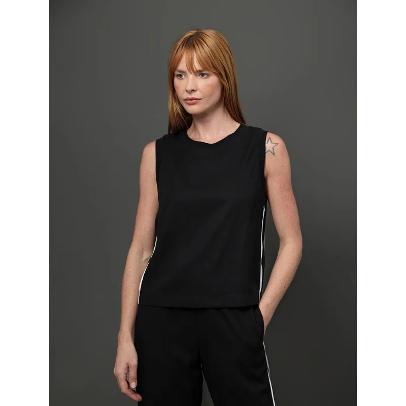 Regata Feminino Friso Contrastante Calvin Klein Jeans - Preto Regata Feminino Friso Contrastante Calvin Klein Jeans Preto 40