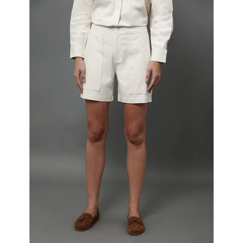 Bermuda Feminina Linho Texturizado Calvin Klein - Off White Bermuda Feminina Linho Texturizado Calvin Klein Off White 40