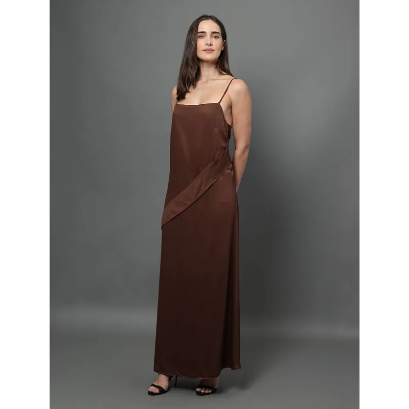 Vestido Feminino Longo Com Faixa Frontal Calvin Klein - Marrom Vestido Feminino Longo Com Faixa Frontal Calvin Klein Marrom 44