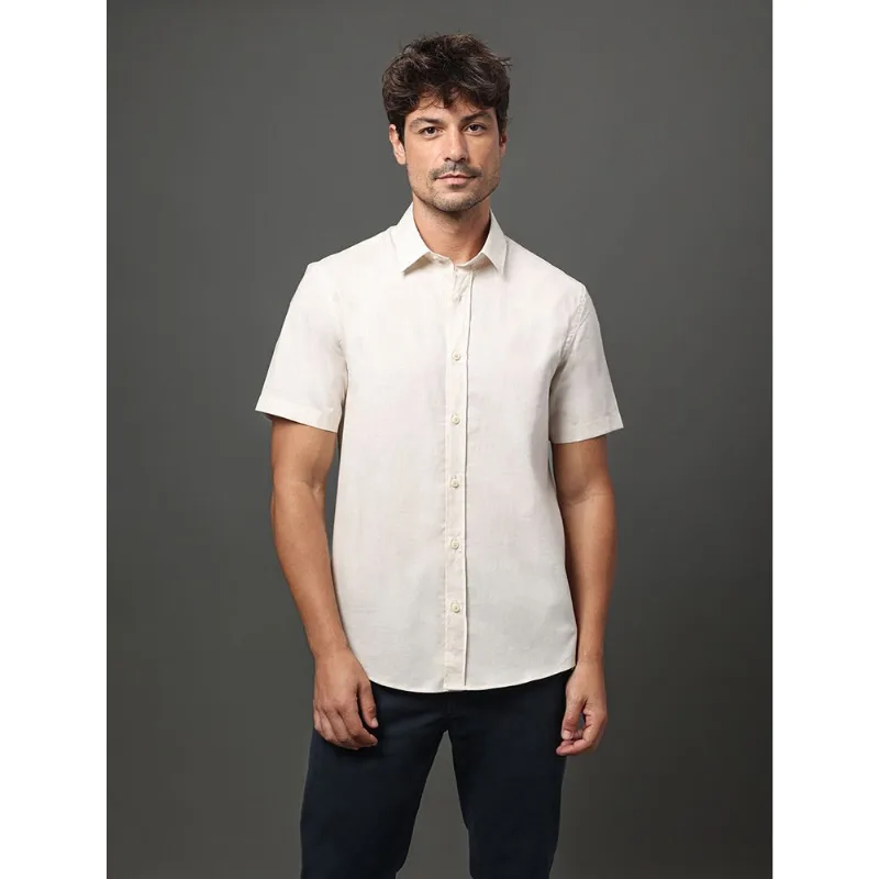 Camisa Masculina Linen Cotton Calvin Klein Jeans - Off White Camisa Masculina Linen Cotton Calvin Klein Jeans Off White p