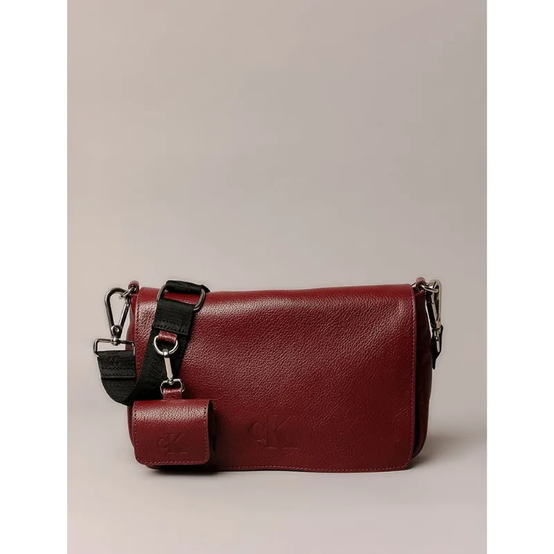 Bolsa Média Calvin Klein Jeans Feminino Chaveiro - Bordo Bolsa Média Calvin Klein Jeans Feminino Chaveiro Bordo u