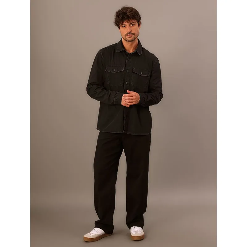 Camisa Jeans Calvin Klein Manga Longa - Preto Camisa Jeans Calvin Klein Manga Longa Preto Gg