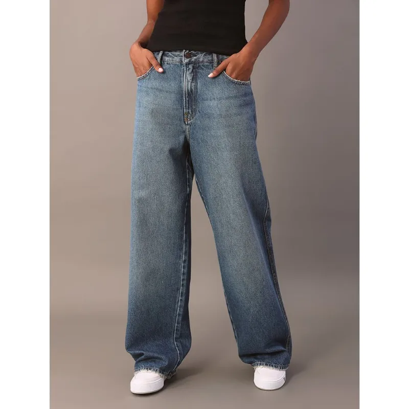 Calça Jeans Feminina Baggy 5 Pockets - Marinho Calça Jeans Feminina Baggy 5 Pockets Marinho 36