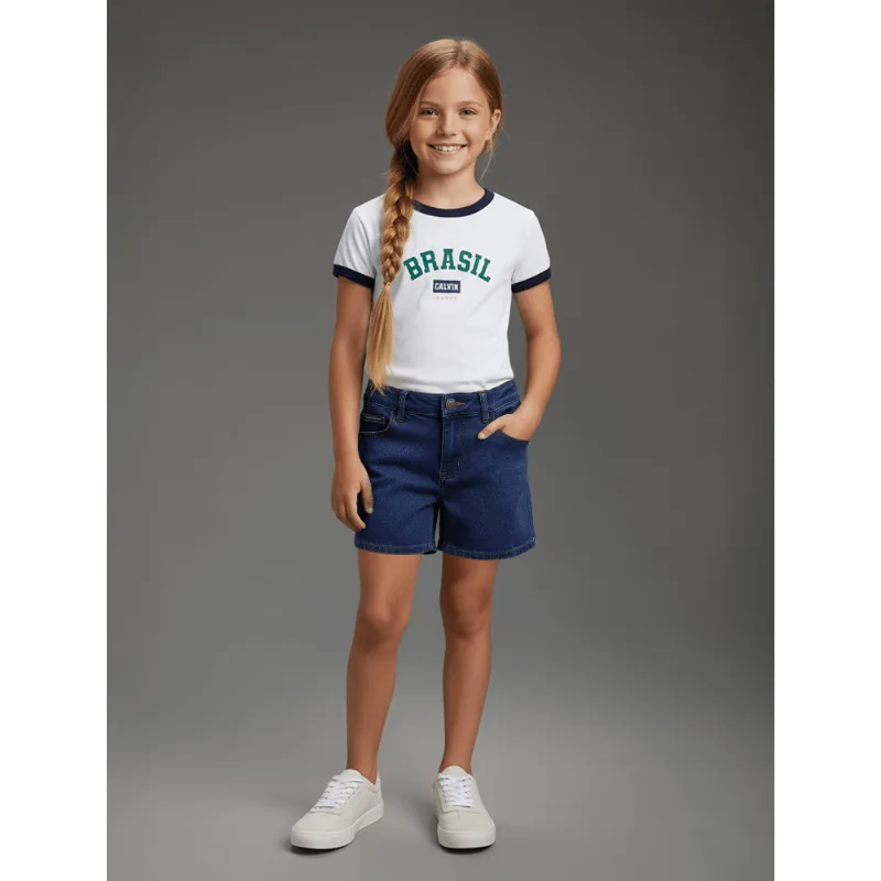 Shorts Jeans Menina 5 Pockets - Marinho Shorts Jeans Menina 5 Pockets Marinho 14