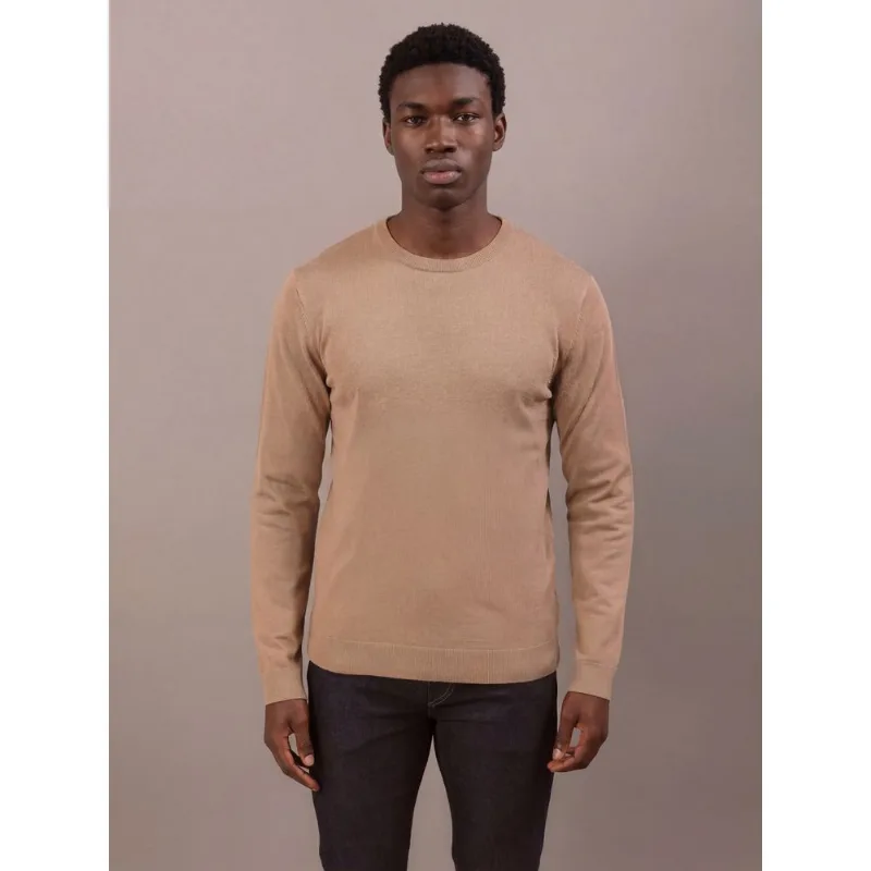 Suéter Tricot Gola Careca Viscose - Caqui Medio Suéter Tricot Gola Careca Viscose Caqui Medio m