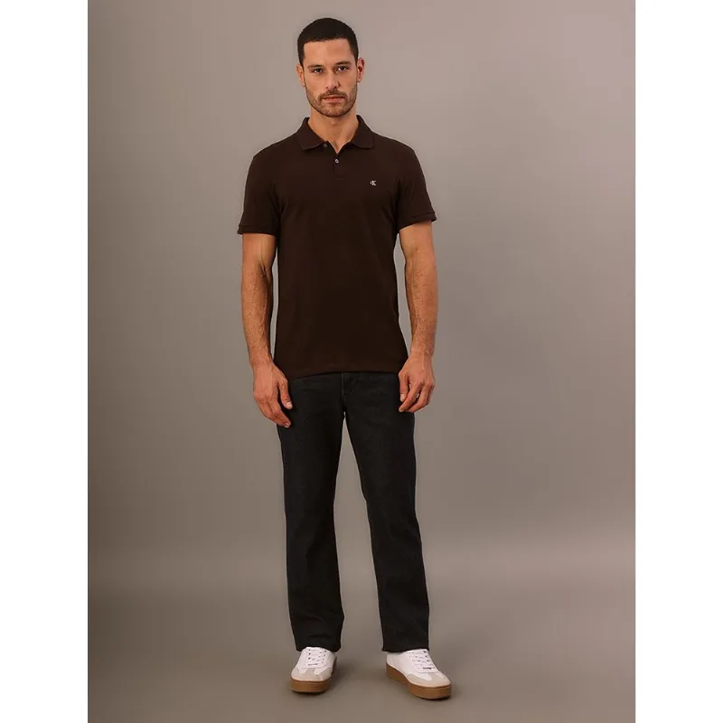 Polo Manga Curta Calvin Klein Jeans Masculino Logo Bordado - Marrom Polo Manga Curta Calvin Klein Jeans Masculino Logo Bordado Marrom p