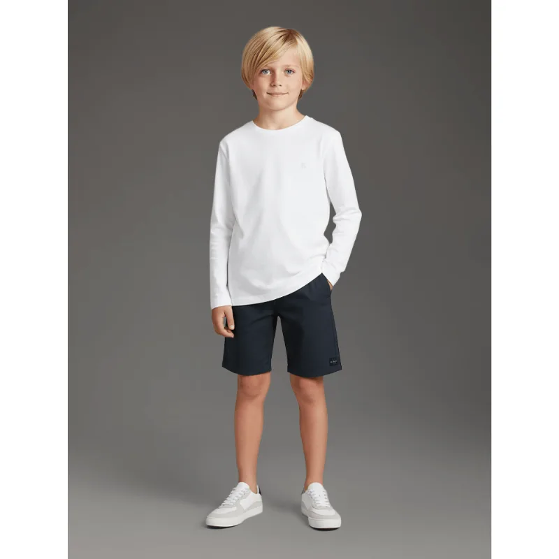 Camiseta Manga Longa Calvin Klein Jeans Menino Logotipo Bordado - Branco Camiseta Manga Longa Calvin Klein Jeans Menino Logotipo Bordado Branco 12