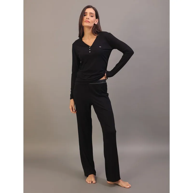 Pijama Manga Longa Calça Visco Canelada - Preto Pijama Manga Longa Calça Visco Canelada Preto g