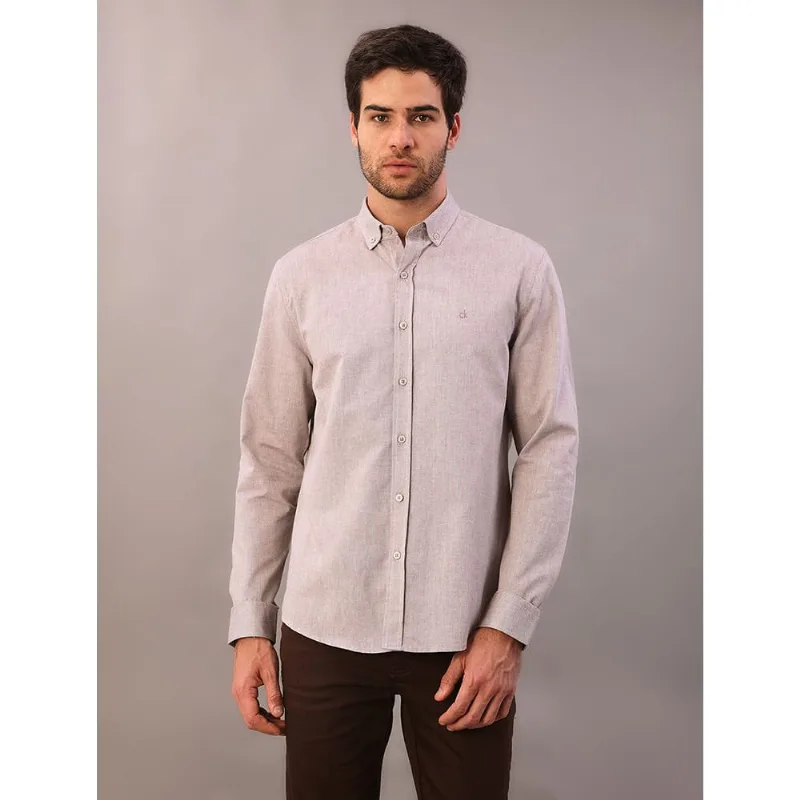 Camisa Manga Longa Regular Oxford Com Bd - Marrom Camisa Manga Longa Regular Oxford Com Bd Marrom 4