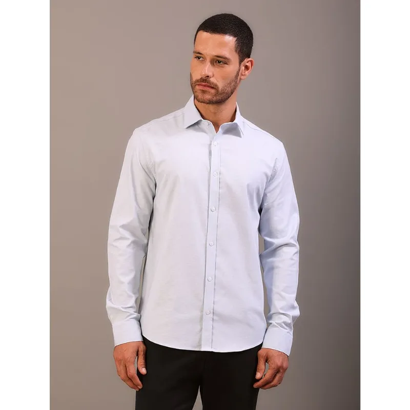 Camisa Manga Longa Regular Oxford Com Elastano - Azul Claro Camisa Manga Longa Regular Oxford Com Elastano Azul Claro 3