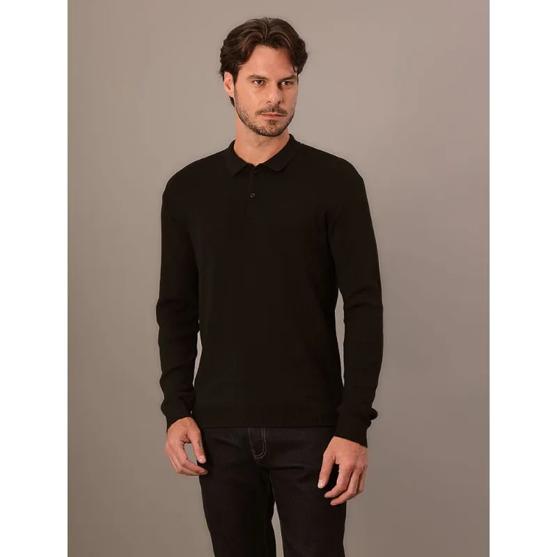 Tricot Polo Manga Longa Calvin Klein Masc - Preto Tricot Polo Manga Longa Calvin Klein Masc Preto Ggg